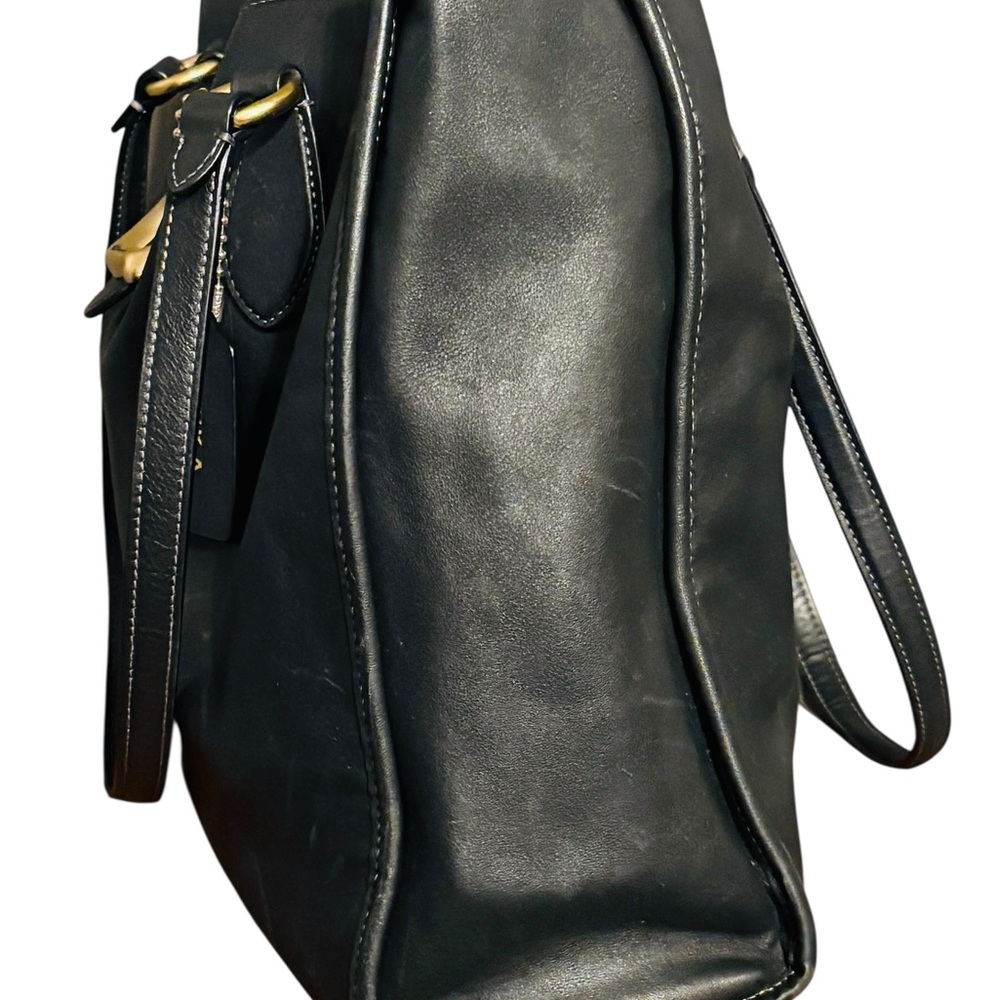 COACH Theo Tote Black Leather Shoulder Bag w/Golden Accents, Authentic. EUC - Picture 5 of 16